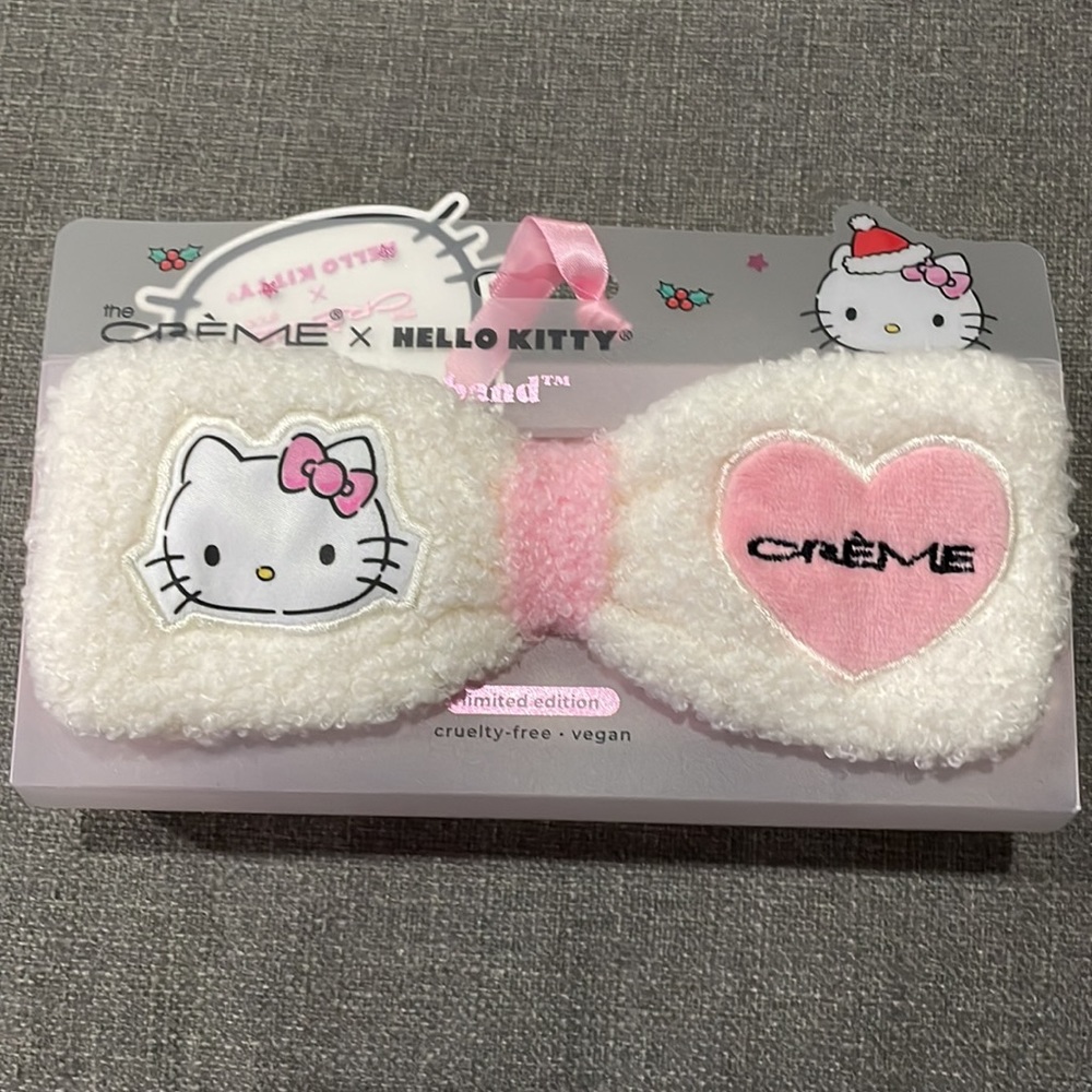 The Crème Shop x Hello Kitty Plush Teddy Headyband in Strawberry Latte